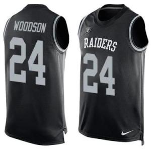 Nike Oakland Raiders #24 Charles Woodson Black Color Men's Stitched NFL Name-Number Tank Tops Jersey
