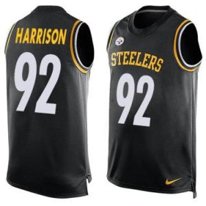 Nike Pittsburgh Steelers #92 James Harrison Black Color Men's Stitched NFL Name-Number Tank Tops Jersey