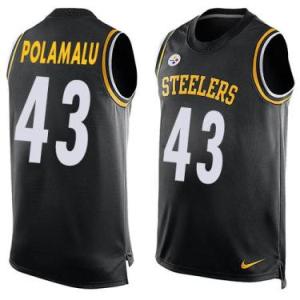 Nike Pittsburgh Steelers #43 Troy Polamalu Black Color Men's Stitched NFL Name-Number Tank Tops Jersey