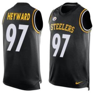 Nike Pittsburgh Steelers #97 Cameron Heyward Black Color Men's Stitched NFL Name-Number Tank Tops Jersey