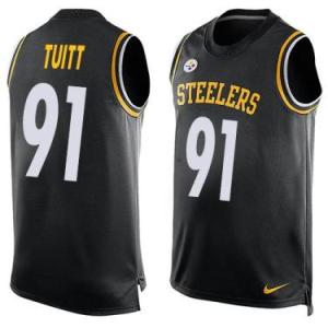 Nike Pittsburgh Steelers #91 Stephon Tuitt Black Color Men's Stitched NFL Name-Number Tank Tops Jersey