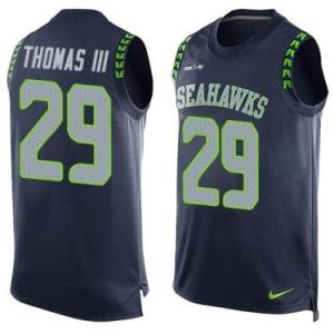 Nike Seattle Seahawks #29 Earl Thomas III Steel Blue Color Men's Stitched NFL Name-Number Tank Tops Jersey