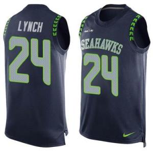 Nike Seattle Seahawks #24 Marshawn Lynch Steel Blue Color Men's Stitched NFL Name-Number Tank Tops Jersey