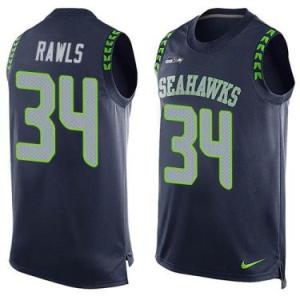 Nike Seattle Seahawks #34 Thomas Rawls Steel Blue Color Men's Stitched NFL Name-Number Tank Tops Jersey