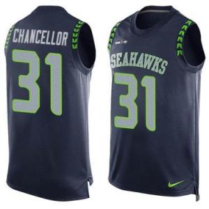 Nike Seattle Seahawks #31 Kam Chancellor Steel Blue Color Men's Stitched NFL Name-Number Tank Tops Jersey