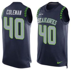Nike Seattle Seahawks #40 Derrick Coleman Steel Blue Color Men's Stitched NFL Name-Number Tank Tops Jersey