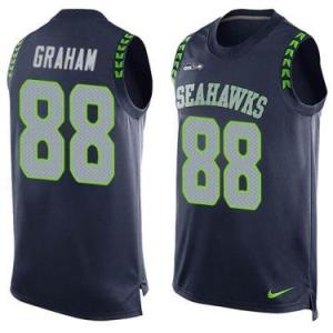 Nike Seattle Seahawks #88 Jimmy Graham Steel Blue Color Men's Stitched NFL Name-Number Tank Tops Jersey