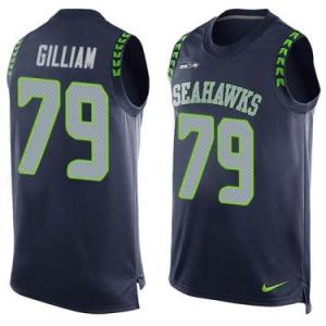 Nike Seattle Seahawks #79 Garry Gilliam Steel Blue Color Men's Stitched NFL Name-Number Tank Tops Jersey