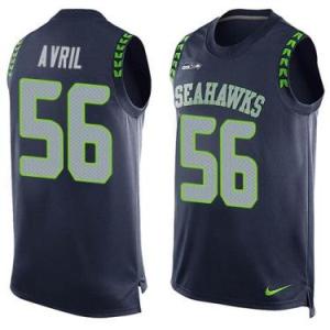 Nike Seattle Seahawks #56 Cliff Avril Steel Blue Color Men's Stitched NFL Name-Number Tank Tops Jersey