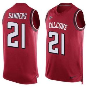 Nike Atlanta Falcons #21 Deion Sanders Red Color Men's Stitched NFL Name-Number Tank Tops Jersey