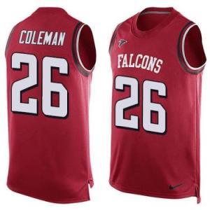 Nike Atlanta Falcons #26 Tevin Coleman Red Color Men's Stitched NFL Name-Number Tank Tops Jersey