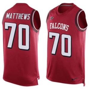 Nike Atlanta Falcons #70 Jake Matthews Red Color Men's Stitched NFL Name-Number Tank Tops Jersey