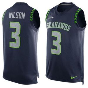 Russell Wilson Seattle Seahawks Mens #3 Nike Player Name & Number Tank Top - Navy
