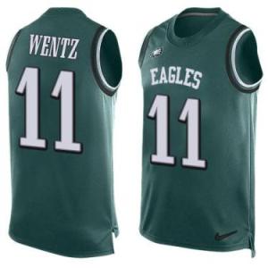Nike Philadelphia Eagles #11 Carson Wentz Midnight Green Color Men's Stitched NFL Name-Number Tank Tops Jersey