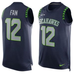 12th Fan Seattle Seahawks Mens #12 Nike Player Name & Number Tank Top - Navy
