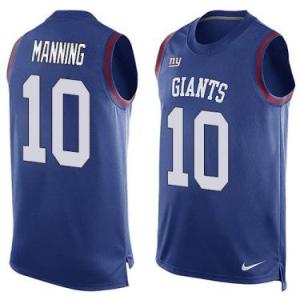 New York Giants #10 Eli Manning Royal Blue Color Men's Stitched NFL Name-Number Tank Tops Jersey