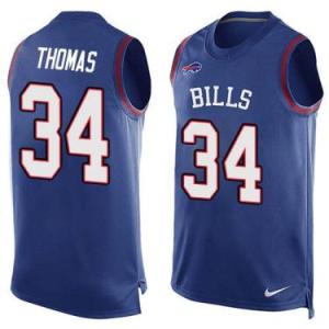 Nike Buffalo Bills #34 Thurman Thomas Royal Blue Color Men's Stitched NFL Name-Number Tank Tops Jersey
