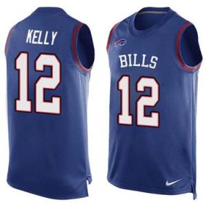 Nike Buffalo Bills #12 Jim Kelly Royal Blue Color Men's Stitched NFL Name-Number Tank Tops Jersey