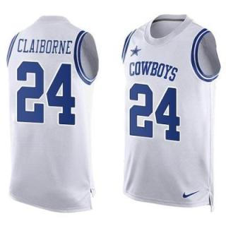 Nike Dallas Cowboys #24 Morris Claiborne White Men's Stitched NFL Name-Number Tank Tops Jersey