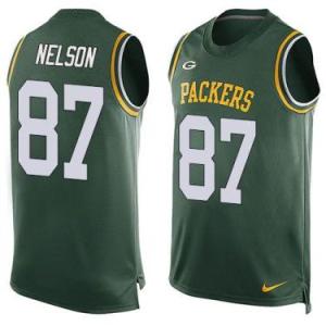 Nike Green Bay Packers #87 Jordy Nelson Green Color Men's Stitched NFL Name-Number Tank Tops Jersey