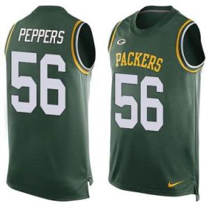 Nike Green Bay Packers #56 Julius Peppers Green Color Men's Stitched NFL Name-Number Tank Tops Jersey