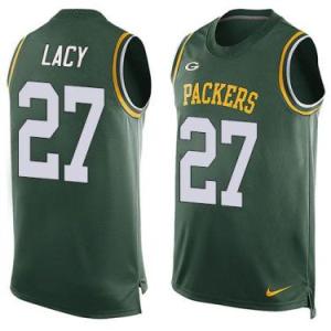 Nike Green Bay Packers #27 Eddie Lacy Green Color Men's Stitched NFL Name-Number Tank Tops Jersey