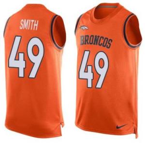 Nike Denver Broncos #49 Dennis Smith Orange Color Men's Stitched NFL Name-Number Tank Tops Jersey