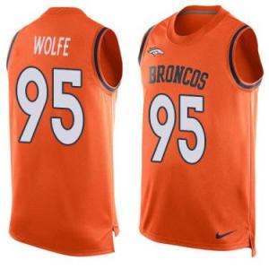 Nike Denver Broncos #95 Derek Wolfe Orange Color Men's Stitched NFL Name-Number Tank Tops Jersey