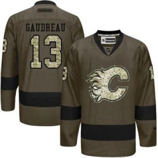 Calgary Flames #13 Johnny Gaudreau Green Salute To Service Men's Stitched Reebok NHL Jerseys