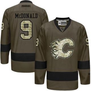Calgary Flames #9 Lanny McDonald Green Salute To Service Men's Stitched Reebok NHL Jerseys