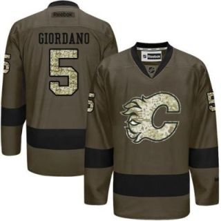 Calgary Flames #5 Mark Giordano Green Salute To Service Men's Stitched Reebok NHL Jerseys