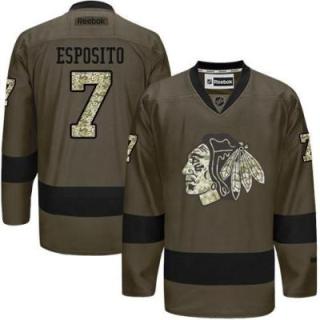 Chicago Blackhawks #7 Tony Esposito Green Salute To Service Men's Stitched Reebok NHL Jerseys