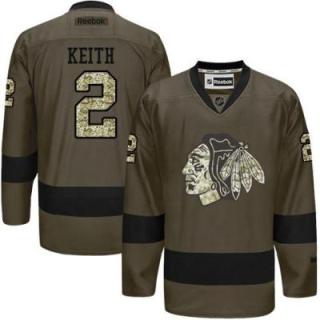 Chicago Blackhawks #2 Duncan Keith Green Salute To Service Men's Stitched Reebok NHL Jerseys