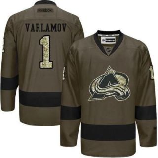 Colorado Avalanche #1 Semyon Varlamov Green Salute To Service Men's Stitched Reebok NHL Jerseys