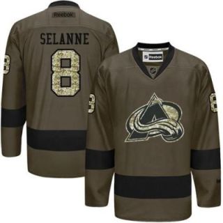 Colorado Avalanche #8 Teemu Selanne Green Salute To Service Men's Stitched Reebok NHL Jerseys