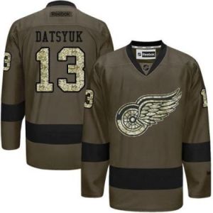 Detroit Red Wings #13 Pavel Datsyuk Green Salute To Service Men's Stitched Reebok NHL Jerseys