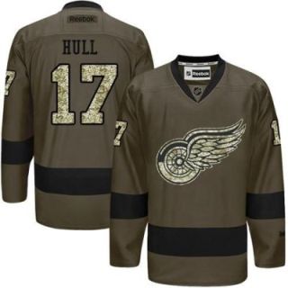 Detroit Red Wings #17 Brett Hull Green Salute To Service Men's Stitched Reebok NHL Jerseys