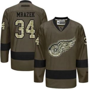 Detroit Red Wings #34 Petr Mrazek Green Salute To Service Men's Stitched Reebok NHL Jerseys