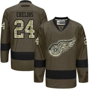 Detroit Red Wings #24 Chris Chelios Green Salute To Service Men's Stitched Reebok NHL Jerseys