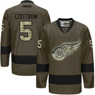 Detroit Red Wings #5 Nicklas Lidstrom Green Salute To Service Men's Stitched Reebok NHL Jerseys