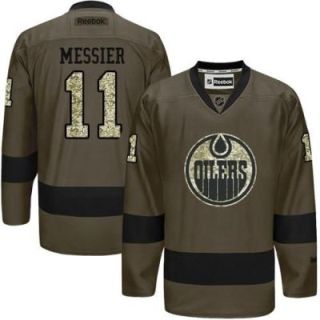 Edmonton Oilers #11 Mark Messier Green Salute To Service Men's Stitched Reebok NHL Jerseys