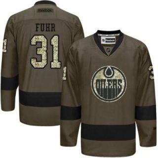 Edmonton Oilers #31 Grant Fuhr Green Salute To Service Men's Stitched Reebok NHL Jerseys
