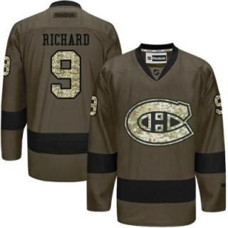 Montreal Canadiens #9 Maurice Richard Green Salute To Service Men's Stitched Reebok NHL Jerseys