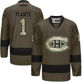 Montreal Canadiens #1 Jacques Plante Green Salute To Service Men's Stitched Reebok NHL Jerseys