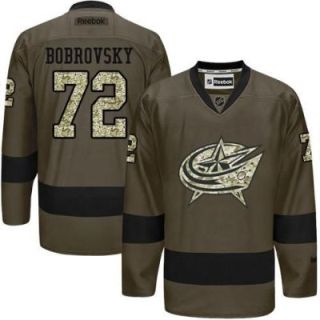 Columbus Blue Jackets #72 Sergei Bobrovsky Green Salute To Service Men's Stitched Reebok NHL Jerseys