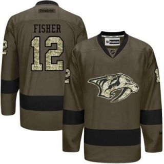Nashville Predators #12 Mike Fisher Green Salute To Service Men's Stitched Reebok NHL Jerseys