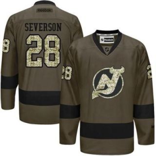 New Jersey Devils #28 Damon Severson Green Salute To Service Men's Stitched Reebok NHL Jerseys