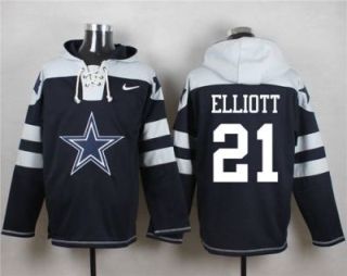 Nike Dallas Cowboys #21 Ezekiel Elliott Navy Blue Player Pullover Hoodie