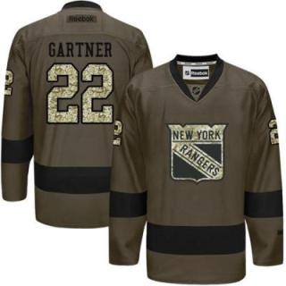 New York Rangers #22 Mike Gartner Green Salute To Service Men's Stitched Reebok NHL Jerseys