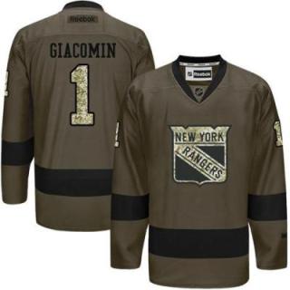 New York Rangers #1 Eddie Giacomin Green Salute To Service Men's Stitched Reebok NHL Jerseys